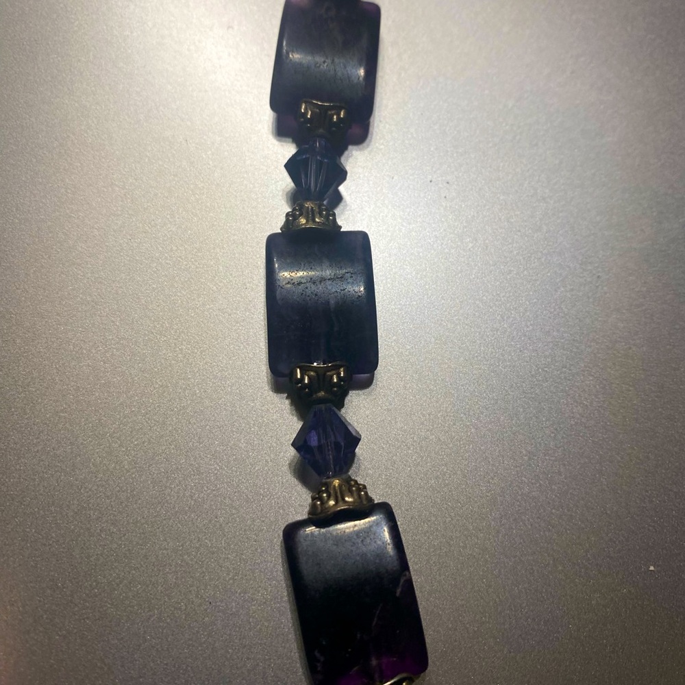 Dark Purple Stones Costume Handmade Bracket Size 7 1/2in